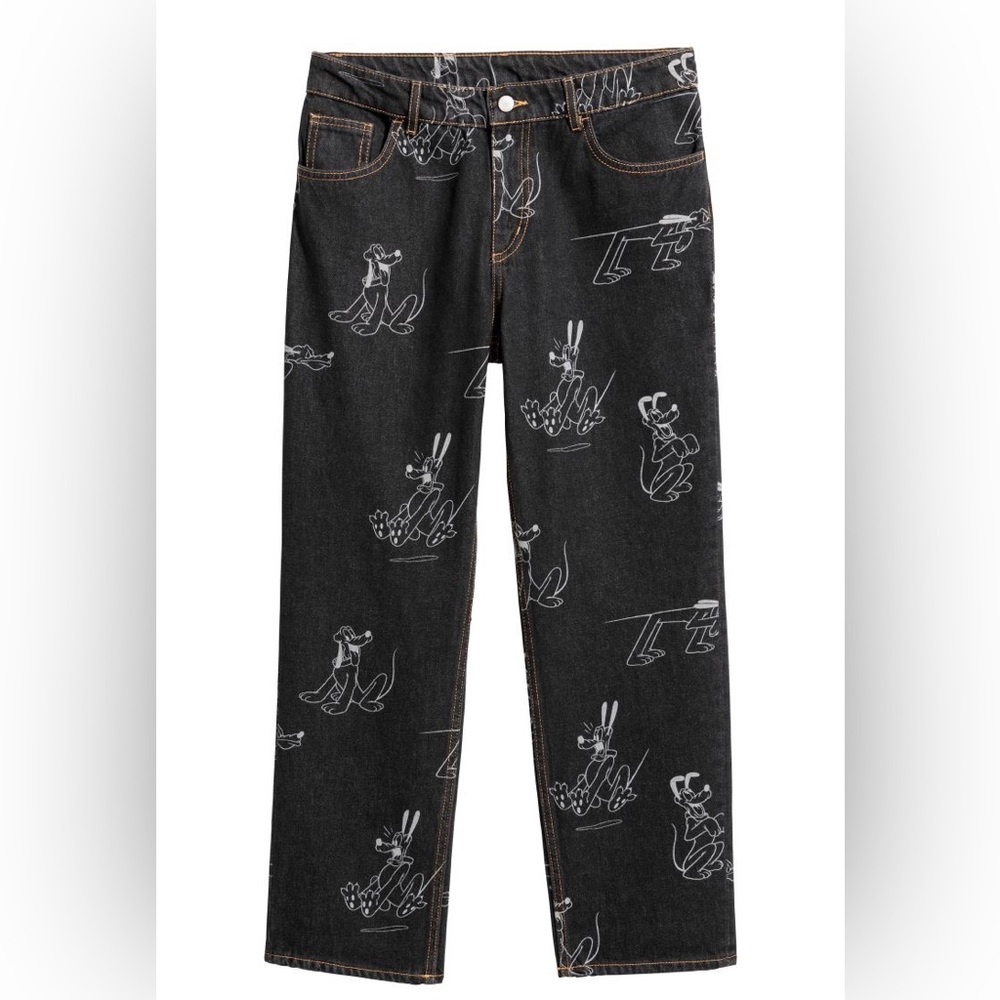 H&M x DIVIDED Disney collection Denim Jeans Pluto Print Size 8